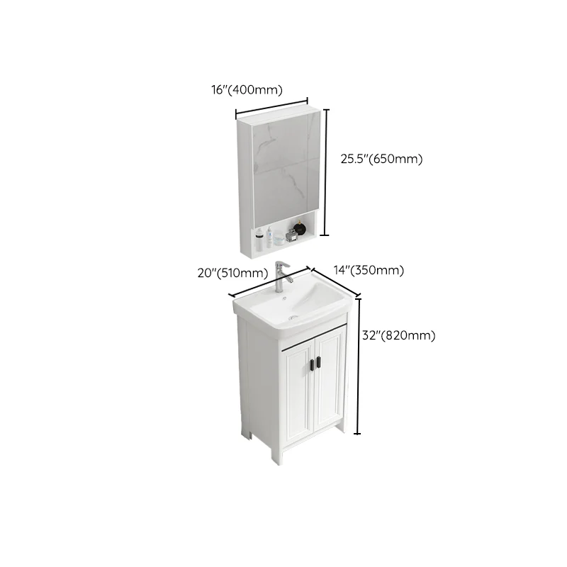 Tocador de baño rectangular moderno, lavabo independiente de cerámica blanca Clearhalo