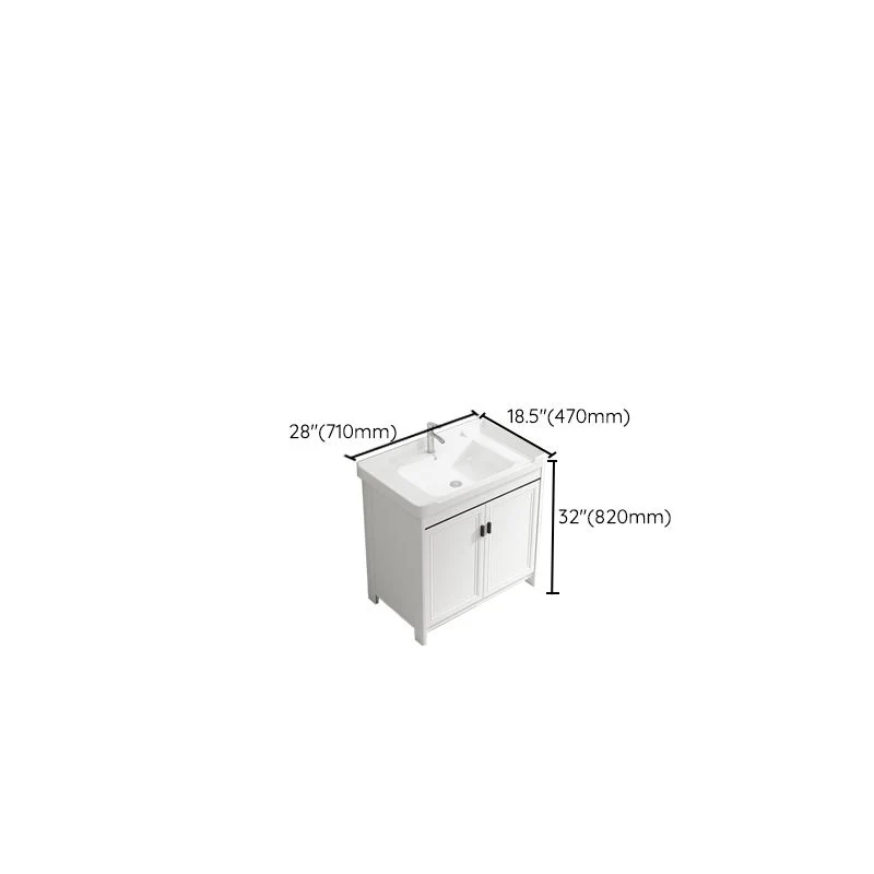 Tocador de baño rectangular moderno, lavabo independiente de cerámica blanca Clearhalo