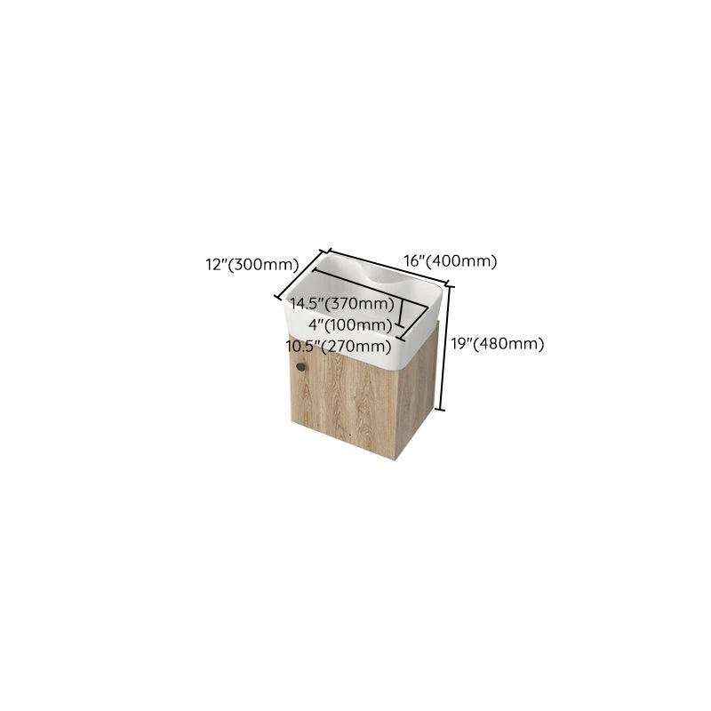 Tocador de baño rectangular para montaje en pared, moderno juego de tocador de un solo lavabo de mediados de siglo Clearhalo