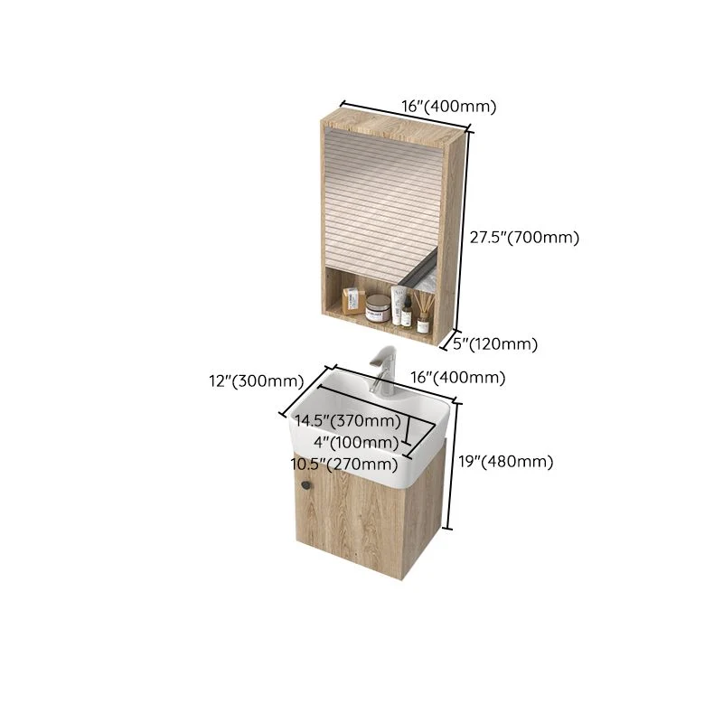Tocador de baño rectangular para montaje en pared, moderno juego de tocador de un solo lavabo de mediados de siglo Clearhalo