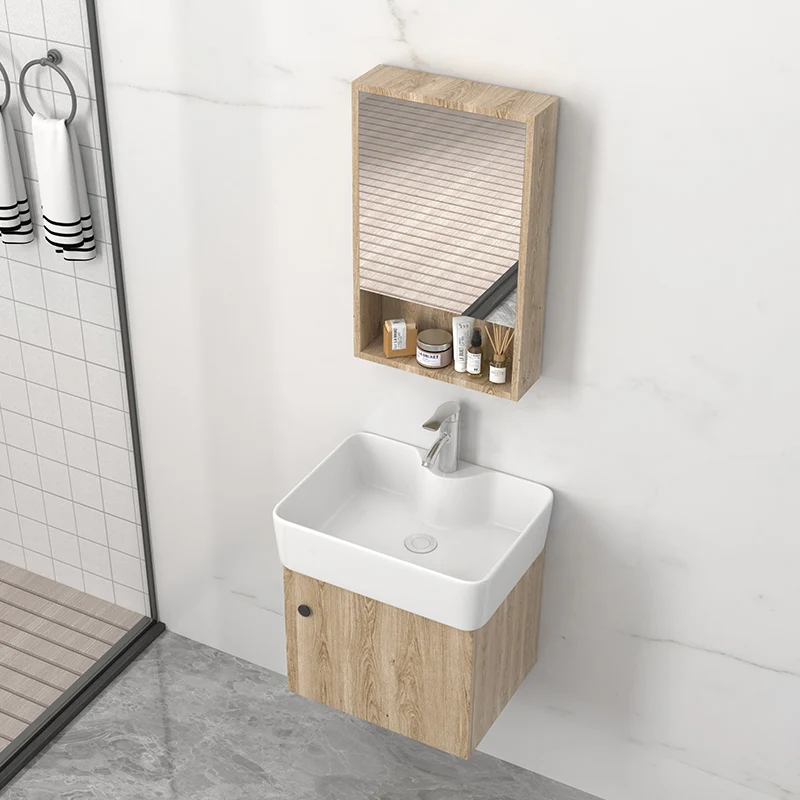 Tocador de baño rectangular para montaje en pared, moderno juego de tocador de un solo lavabo de mediados de siglo Clearhalo