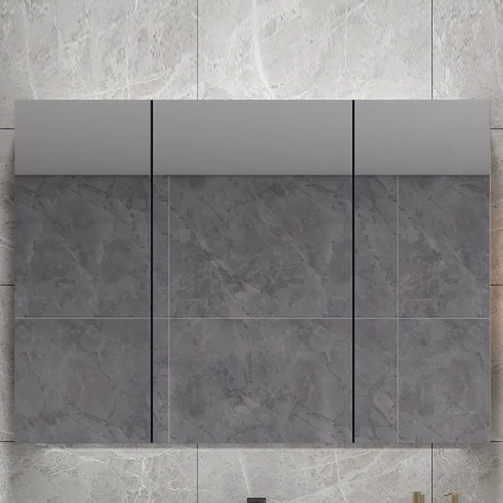 Tocador de baño resistente los arañazos, cajones grises, marco de madera, espejo, soporte de pared, tocador de 2 puertas C...