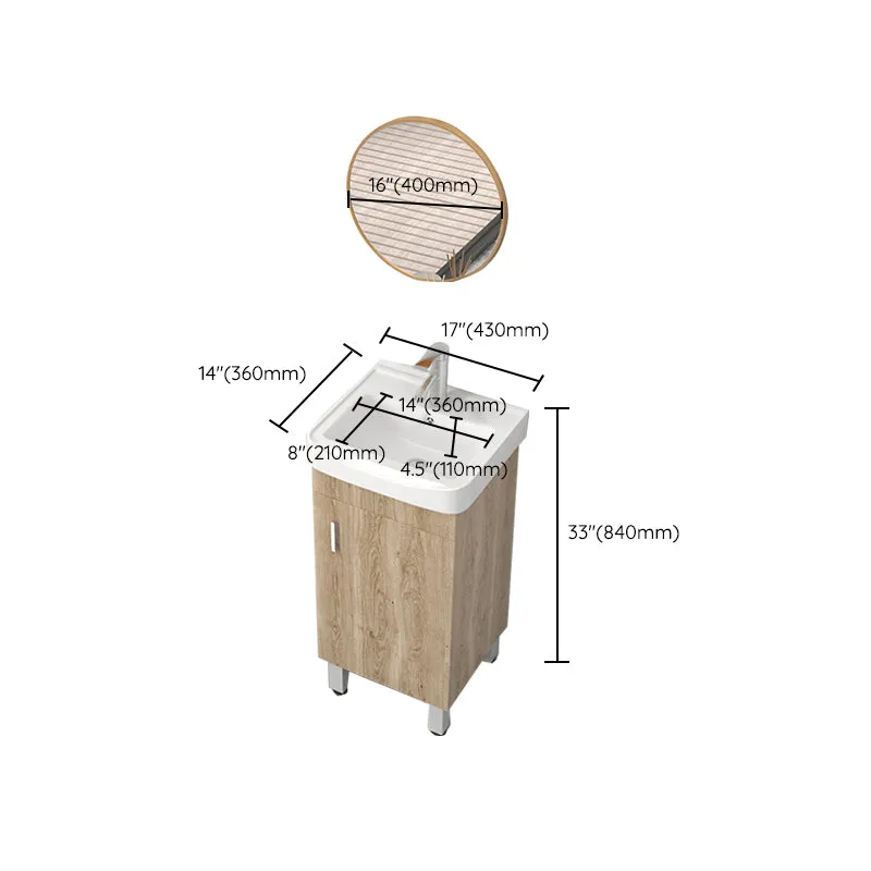 Tocador con espejo, tocador de baño rectangular independiente de madera con 2 puertas y lavabo individual Clearhalo