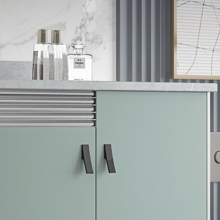 Tocador con lavabo con base de metal, montaje en pared moderno, juego de tocador rectangular de un solo lavabo gris Clearhalo
