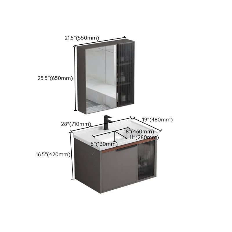 Tocador con lavabo con base de metal, lavabo moderno de un solo lavabo, lavabo rectangular para montaje en pared Clearhalo