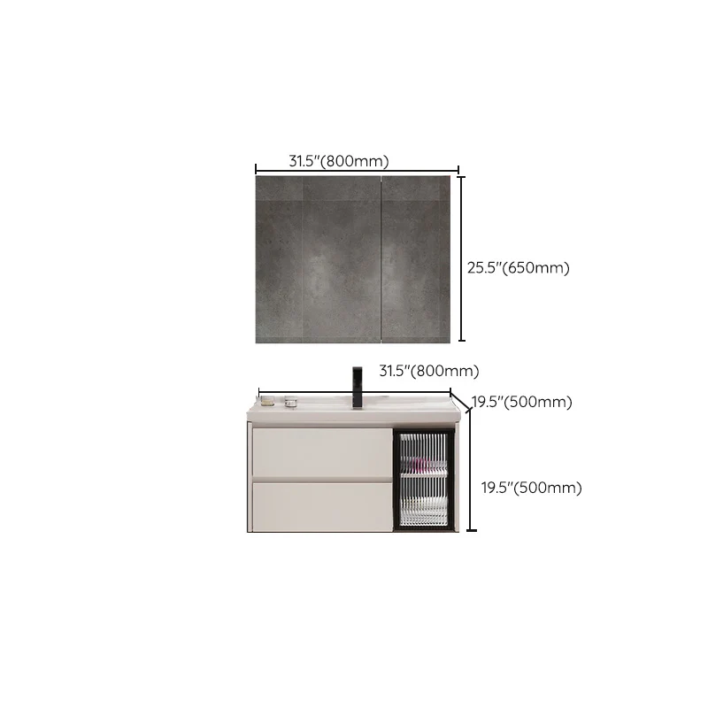 Tocador con lavabo Glam de madera, lavabo de baño independiente con espejo Clearhalo