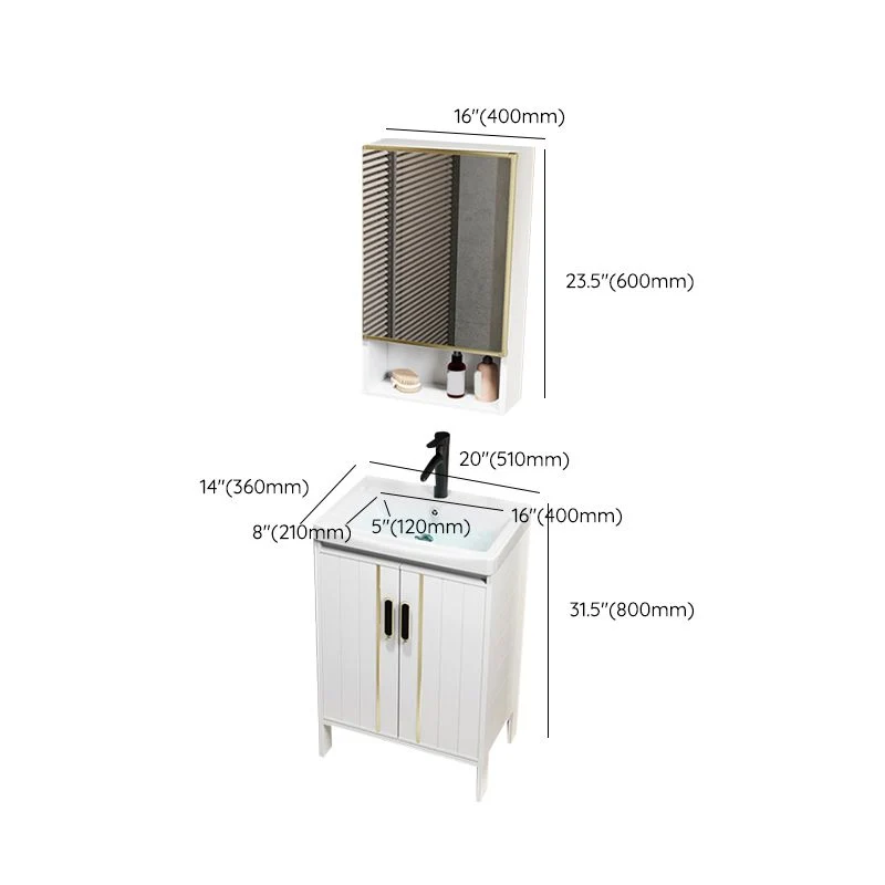 Tocador con lavabo de metal, lavabo de baño independiente con lavabo individual Clearhalo