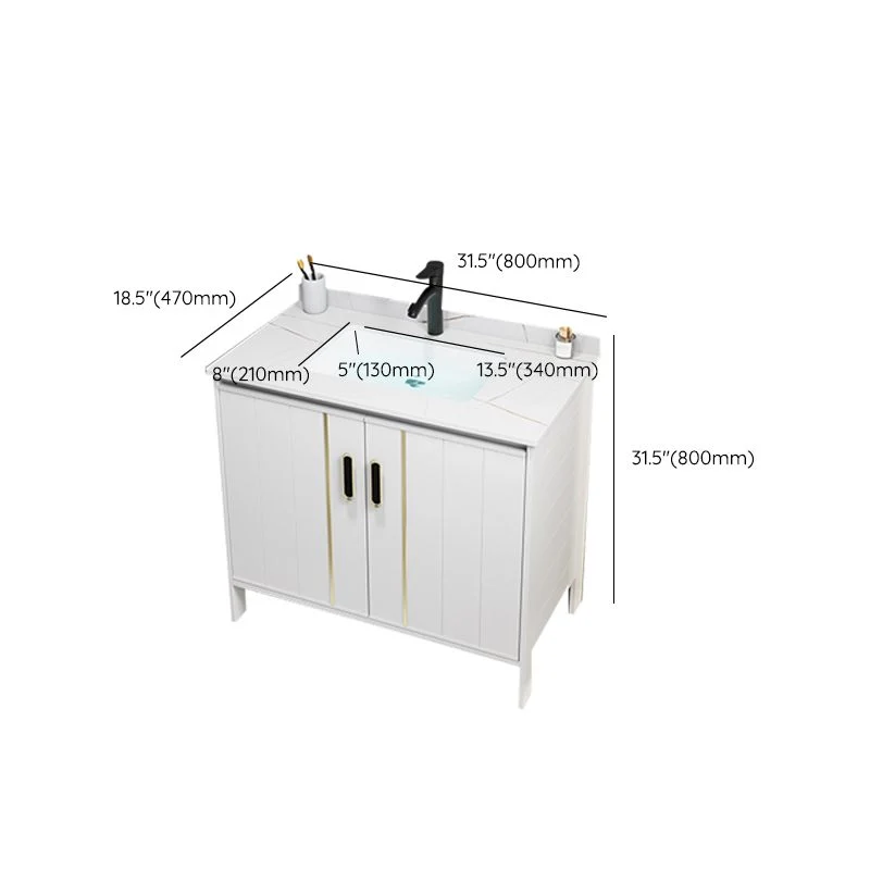Tocador con lavabo de metal, lavabo de baño independiente con lavabo individual Clearhalo