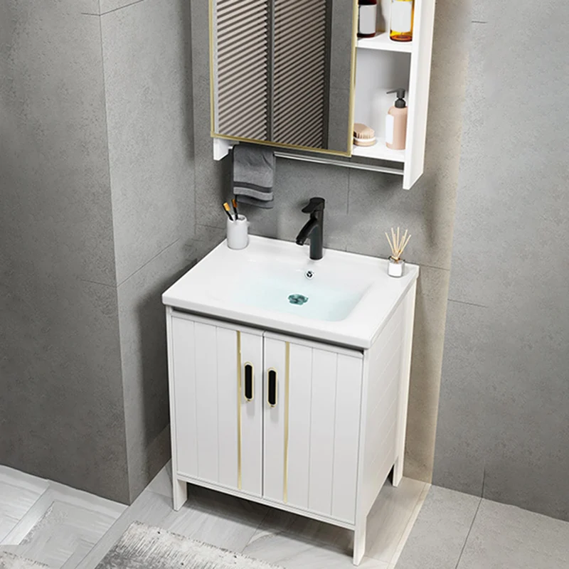 Tocador con lavabo de metal, lavabo de baño independiente con lavabo individual Clearhalo