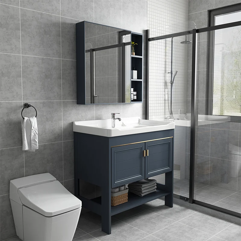 Tocador con lavabo para baño Glam Tocador para baño independiente con lavabo individual Clearhalo
