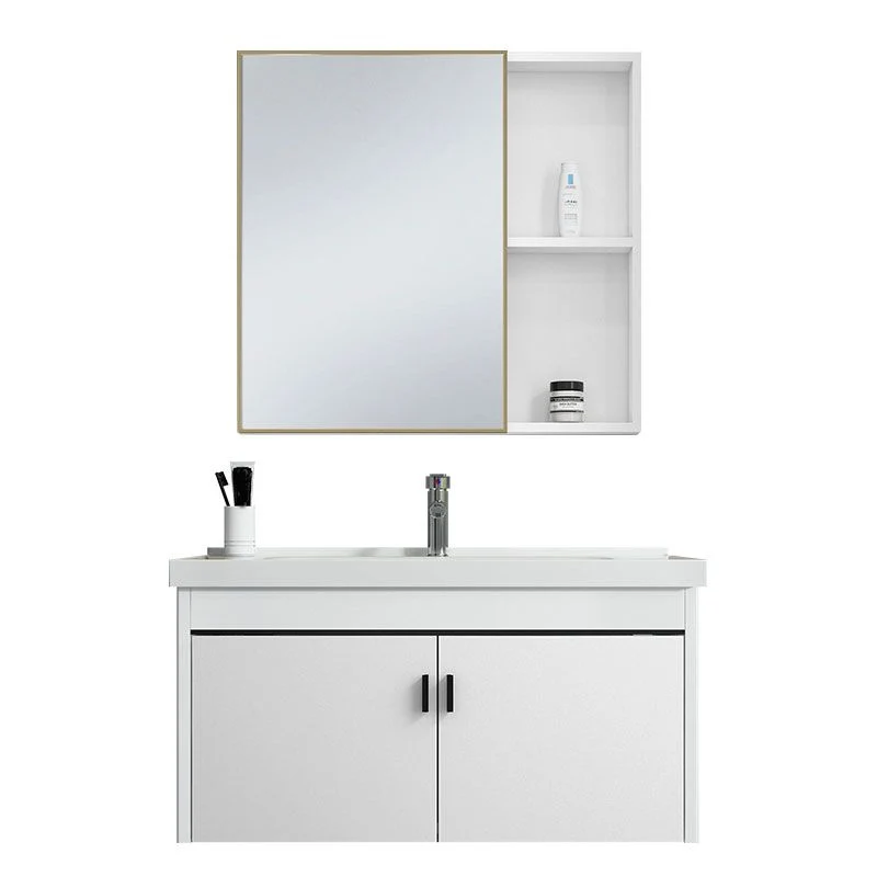 Tocador de fregadero contemporáneo, mueble con espejo de Color sólido, tocador ahorrador de espacio para baño Clearhalo