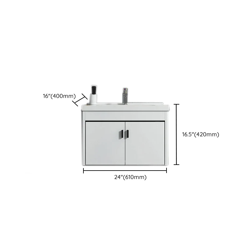 Tocador de fregadero contemporáneo, mueble con espejo de Color sólido, tocador ahorrador de espacio para baño Clearhalo