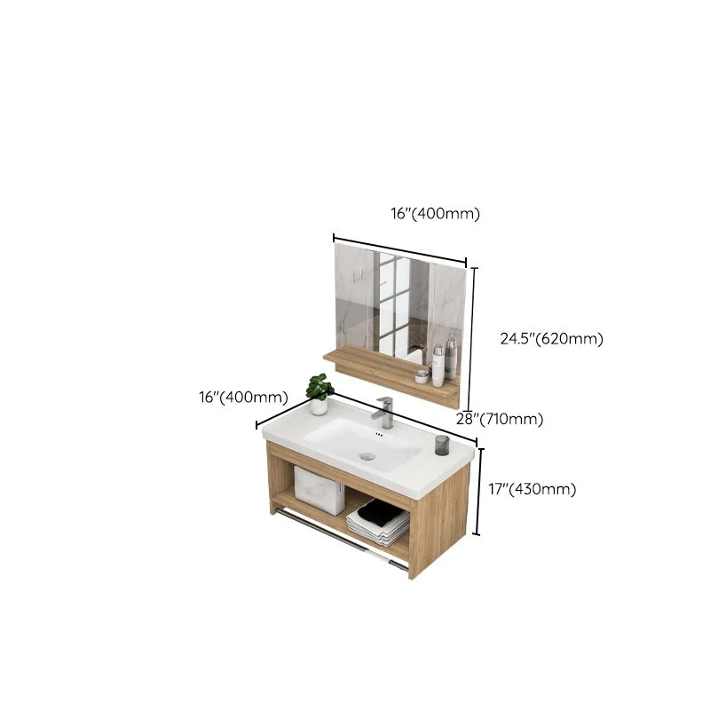 Tocador de fregadero moderno con tapa de cerámica rectangular, tocador de montaje en pared simple Clearhalo