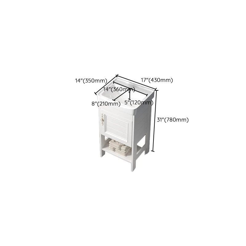 Tocador independiente con estantes blancos incluidos Tocador rectangular con lavabo individual y espejo Clearhalo