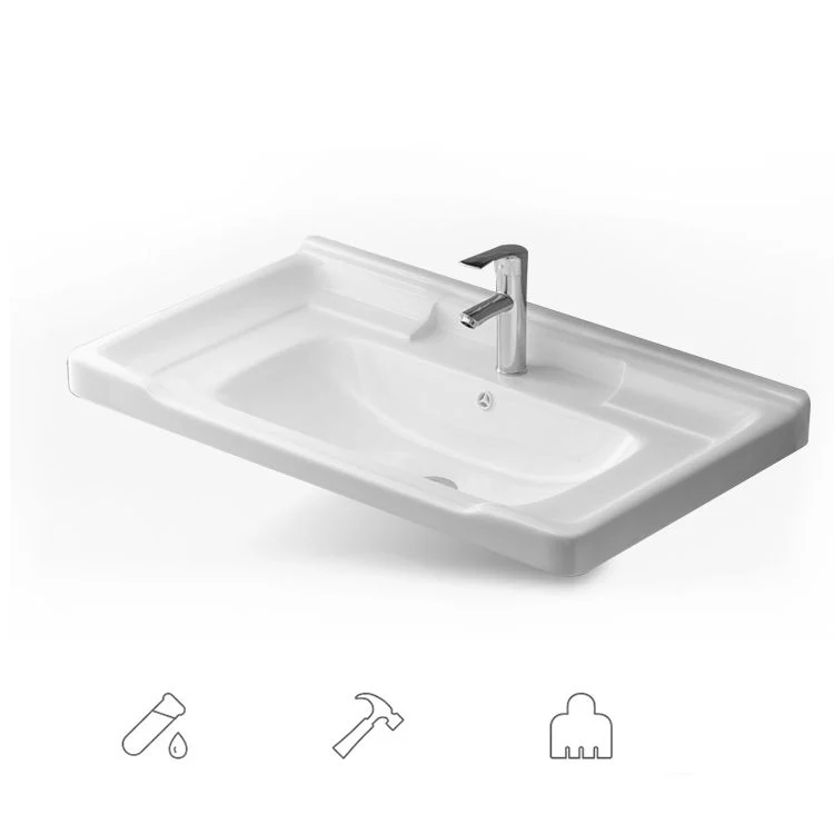 Tocador independiente con estantes blancos incluidos Tocador rectangular con lavabo individual y espejo Clearhalo