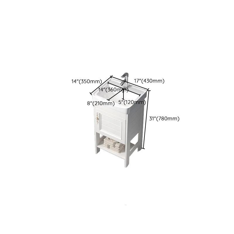 Tocador independiente con estantes blancos incluidos Tocador rectangular con lavabo individual y espejo Clearhalo