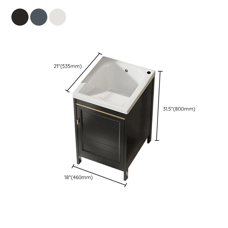 Tocador independiente Glam, lavabo individual, marco de metal, grifo rectangular, tocador con puerta Clearhalo