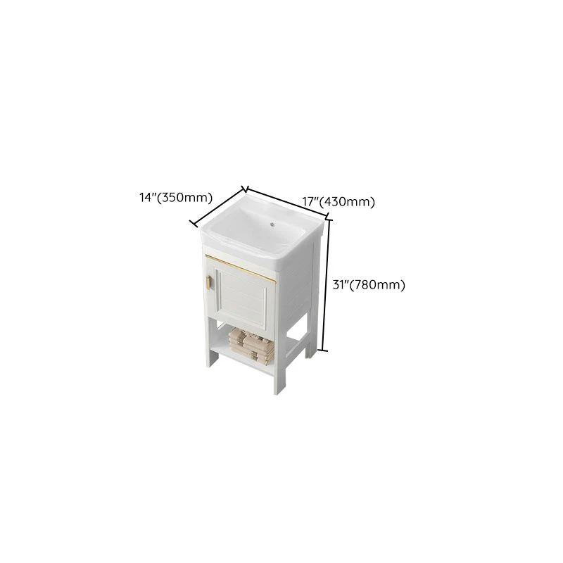 Tocador independiente de metal moderno con lavabo blanco con estante para lavabo para baño Clearhalo