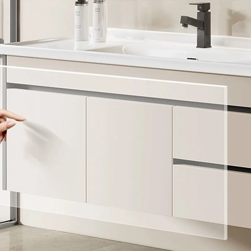 Tocador de lavabo de baño contemporáneo, estante abierto de montaje en pared con puerta de cierre suave Clearhalo