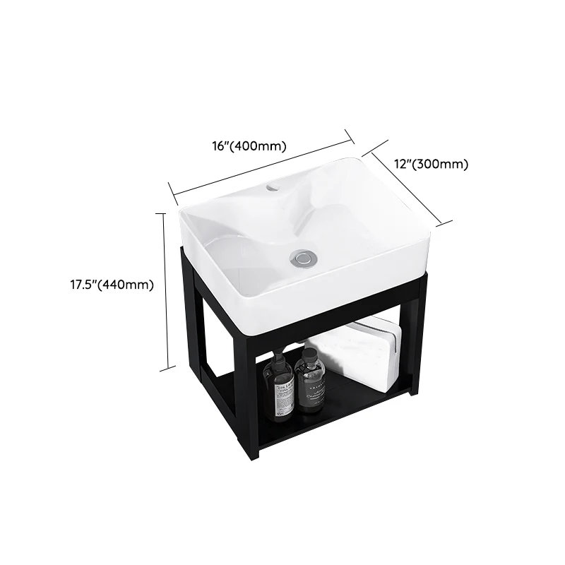 Tocador de lavabo de baño contemporáneo Tocador de lavabo de baño de metal montado en la pared Clearhalo