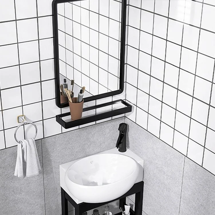 Tocador de lavabo de baño contemporáneo Tocador de lavabo de baño de metal montado en la pared Clearhalo