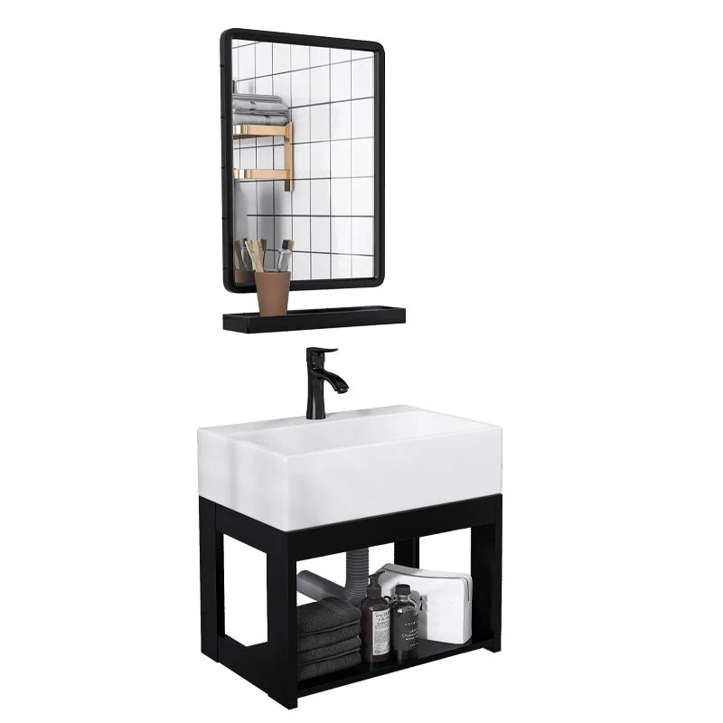 Tocador de lavabo de baño contemporáneo Tocador de lavabo de baño de metal montado en la pared Clearhalo