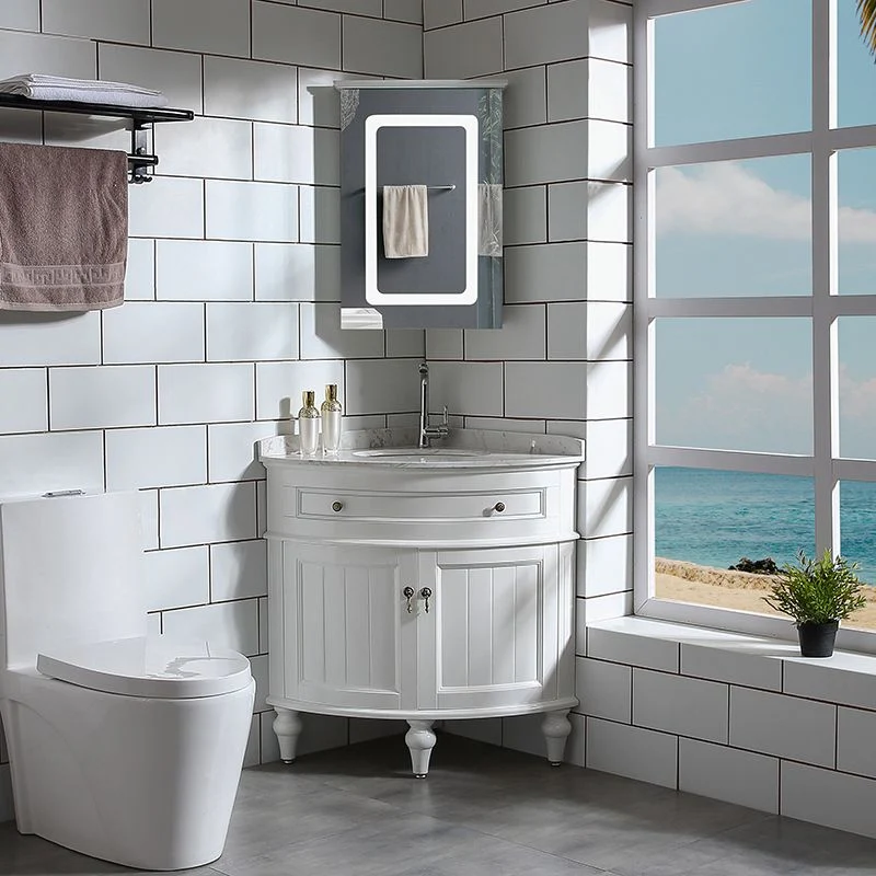 Tocador de lavabo de baño de estilo moderno Tocador independiente con espejo Clearhalo
