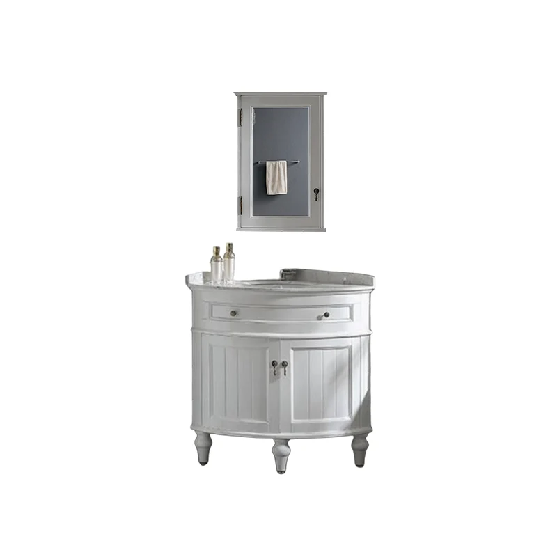 Tocador de lavabo de baño de estilo moderno Tocador independiente con espejo Clearhalo