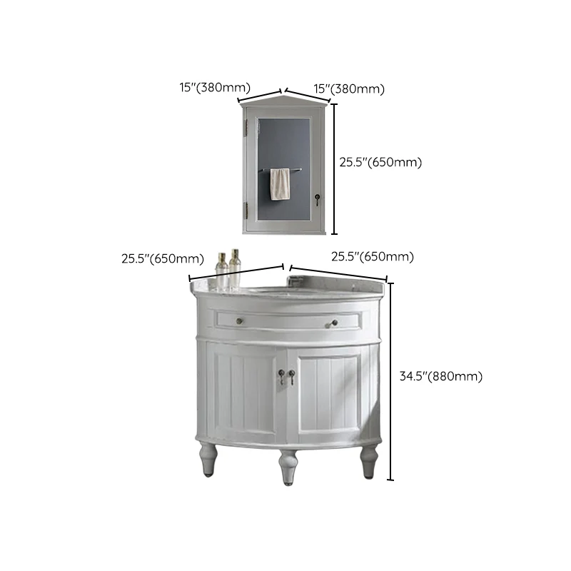 Tocador de lavabo de baño de estilo moderno Tocador independiente con espejo Clearhalo