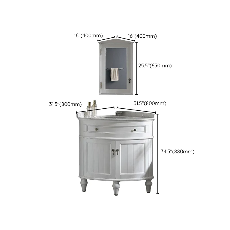 Tocador de lavabo de baño de estilo moderno Tocador independiente con espejo Clearhalo