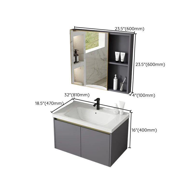 Tocador de lavabo de baño de metal, tocador de lavabo de baño montado en la pared con grifo Clearhalo