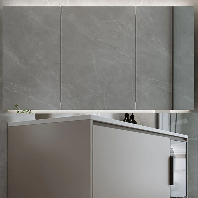 Tocador de lavabo de baño moderno de acero inoxidable montado en la pared con puerta de cierre suave Clearhalo