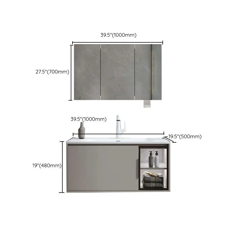 Tocador de lavabo de baño moderno de acero inoxidable montado en la pared con puerta de cierre suave Clearhalo