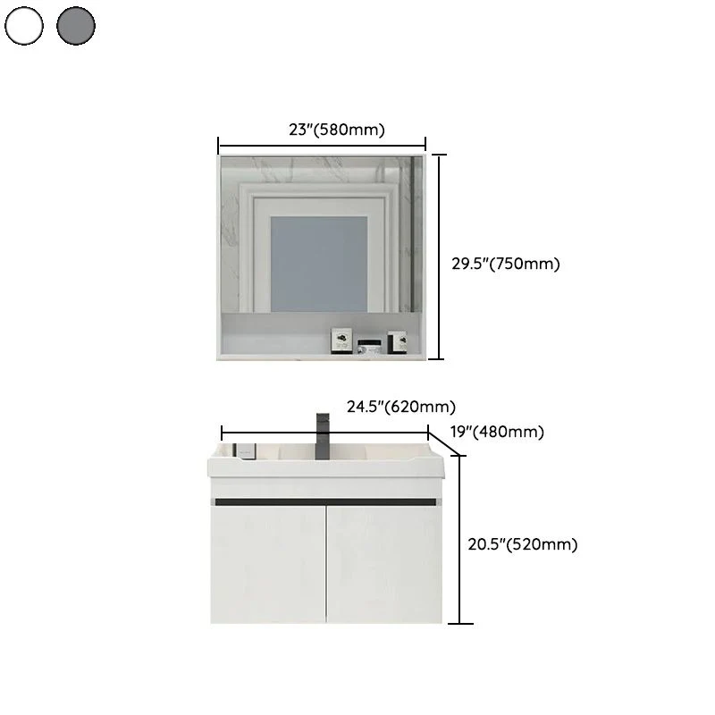 Tocador de lavabo de baño moderno, estante abierto, tapa de cerámica montada en la pared Clearhalo
