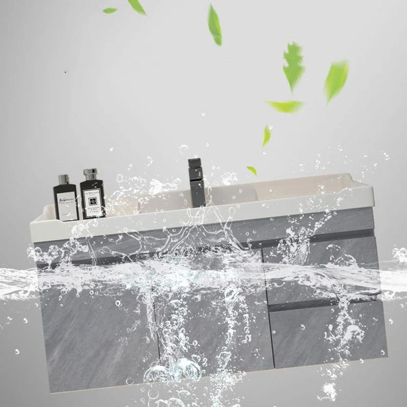 Tocador de lavabo de baño moderno, estante abierto, tapa de cerámica montada en la pared Clearhalo