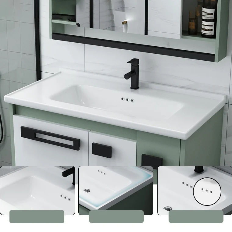 Tocador de lavabo de baño moderno, juego de tocador independiente con espejo Clearhalo