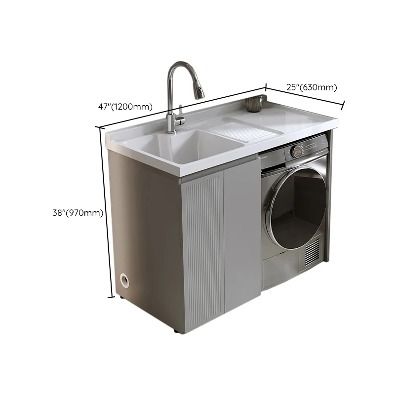 Tocador de lavabo de baño moderno de metal independiente con grifo de lavabo Clearhalo