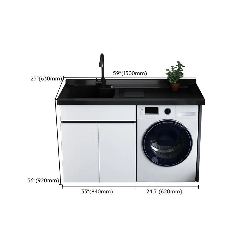 Tocador de lavabo de baño moderno de metal independiente con lavabo de grifo Clearhalo