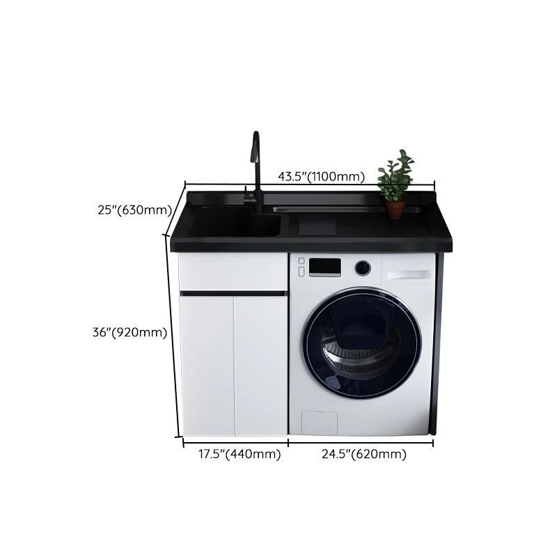 Tocador de lavabo de baño moderno de metal independiente con lavabo de grifo Clearhalo