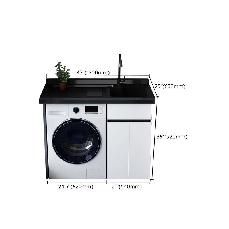 Tocador de lavabo de baño moderno de metal independiente con lavabo de grifo Clearhalo