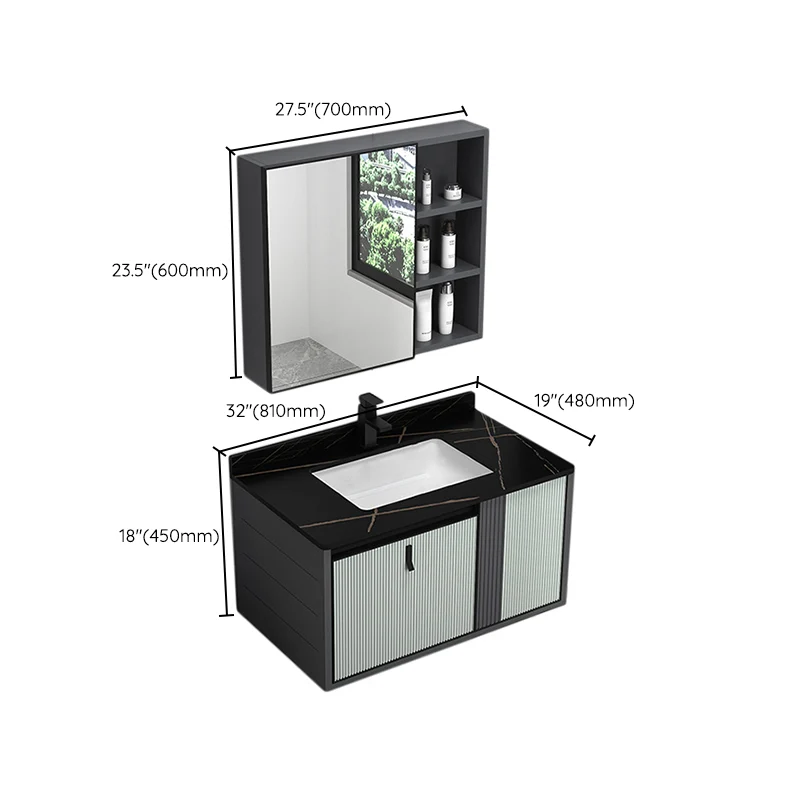 Tocador de lavabo de baño moderno de metal de montaje en pared con grifo de lavabo Clearhalo