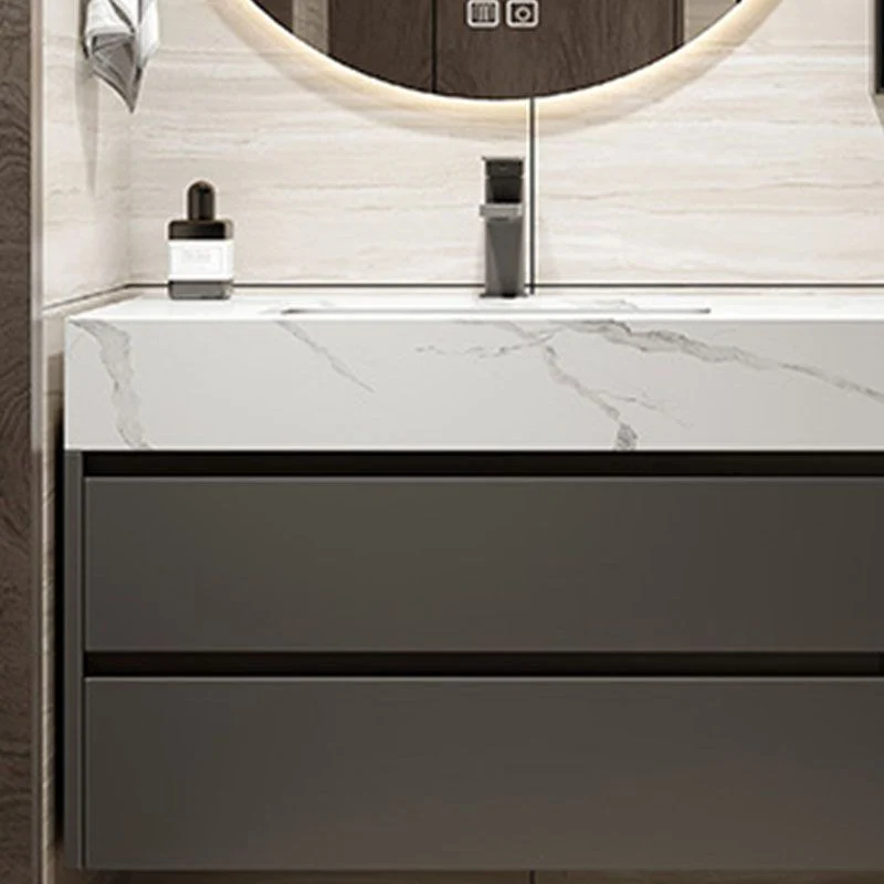 Tocador de lavabo de baño moderno de montaje en pared con grifo de lavabo con espejo Clearhalo
