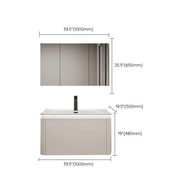 Tocador de lavabo de baño moderno de montaje en pared con lavabo de grifo de espejo Clearhalo