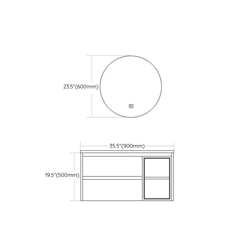 Tocador de lavabo de baño moderno, mueble de tocador de color sólido con espejo Clearhalo