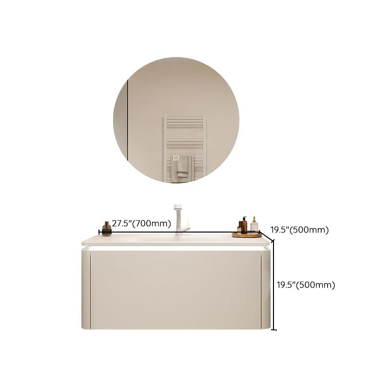 Tocador de lavabo de baño de montaje moderno de pared blanca de madera con espejo Clearhalo