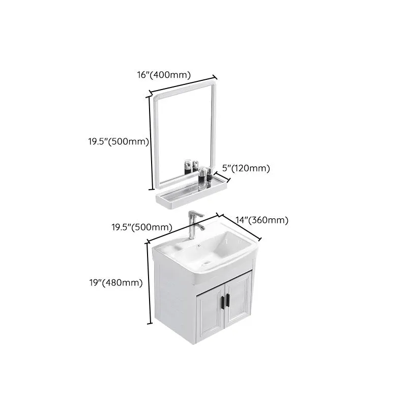 Tocador de lavabo de baño de montaje en pared blanco moderno con lavabo de grifo Clearhalo