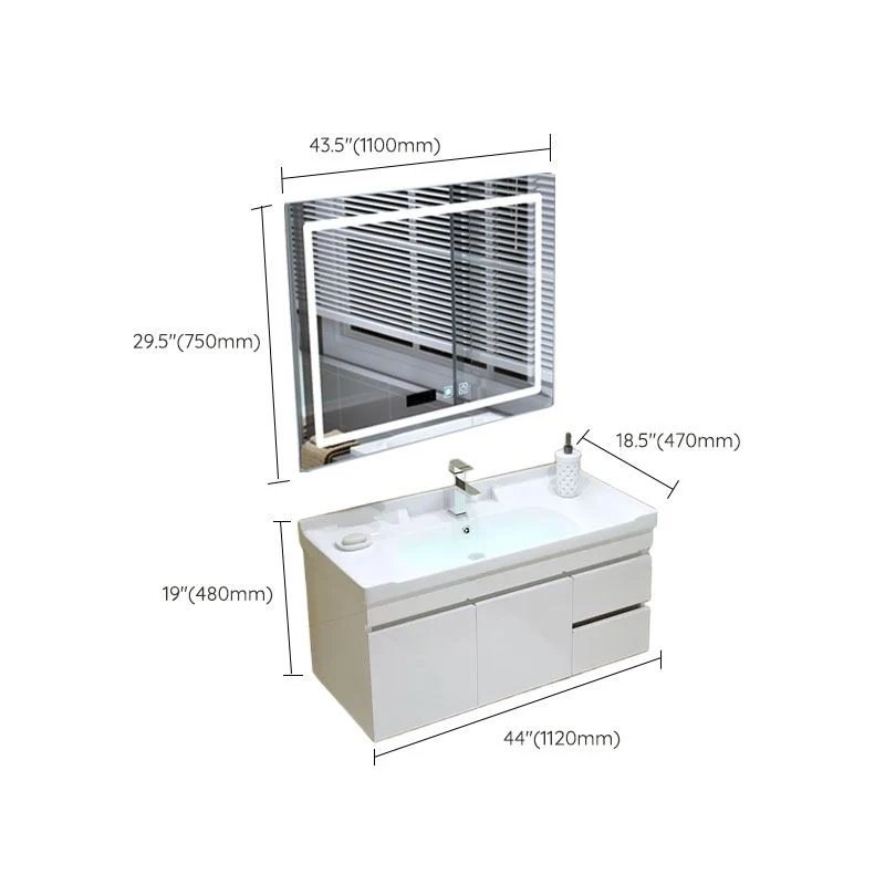 Tocador de lavabo de baño de montaje en pared moderno con espejo de lavabo de grifo Clearhalo