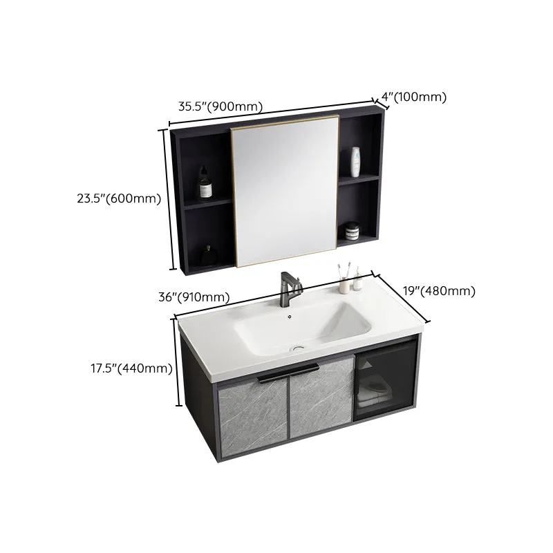 Tocador de lavabo de baño de un solo lavabo, tocador de lavabo de baño montado en la pared de metal Clearhalo