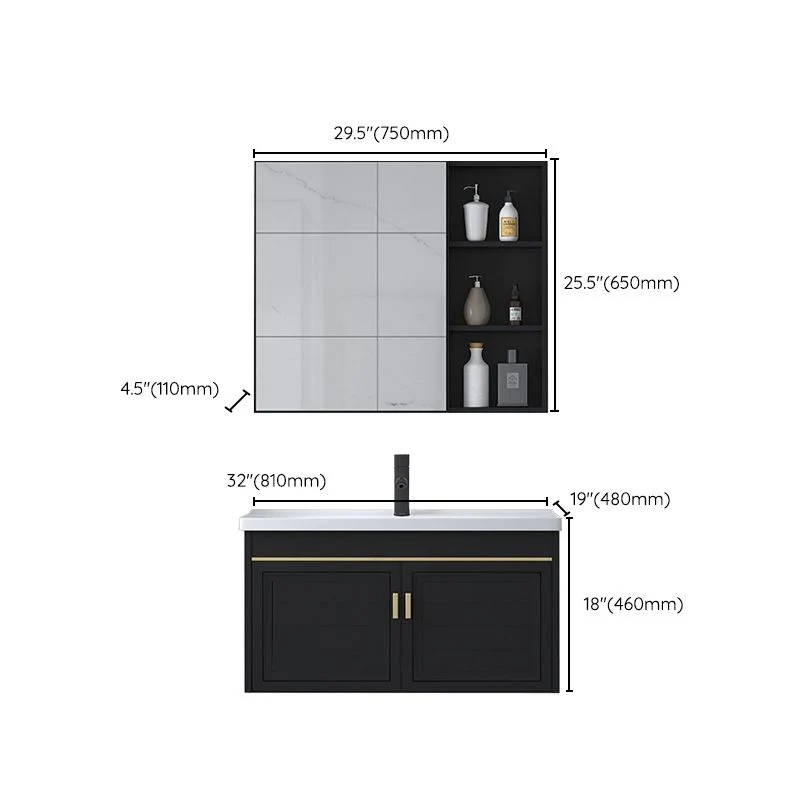 Tocador de lavabo de cerámica Glam, tocador de baño de pared para baño Clearhalo