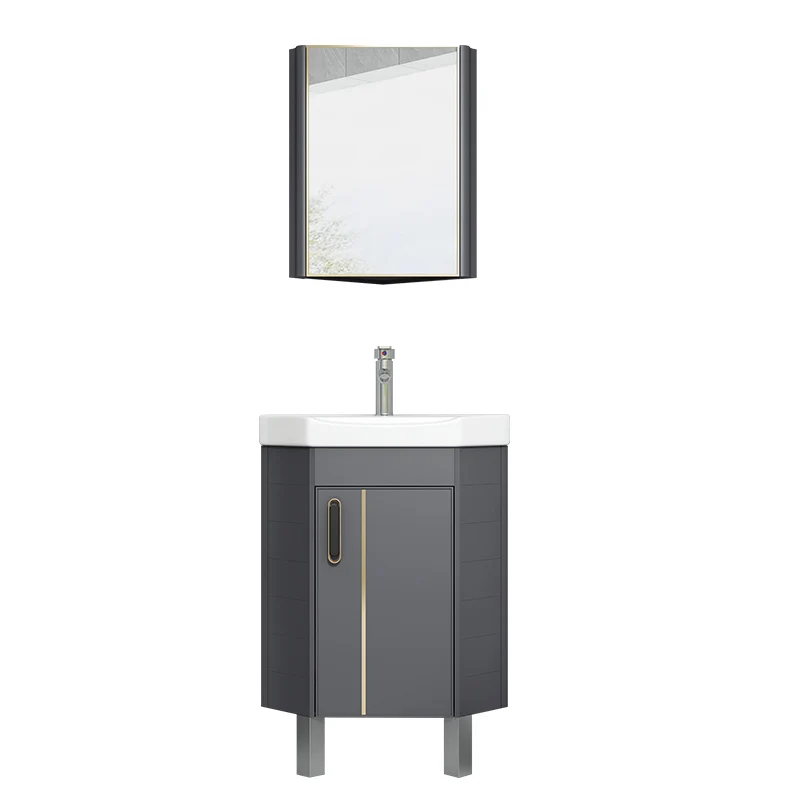 Tocador de lavabo contemporáneo, tocador de baño de esquina triangular montado en la pared Clearhalo